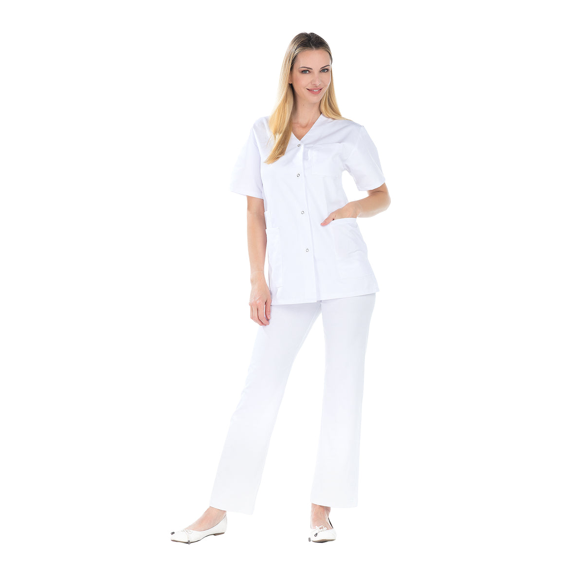 Dora - Tunique - Manches courtes - Col V - Femme - 75 cm