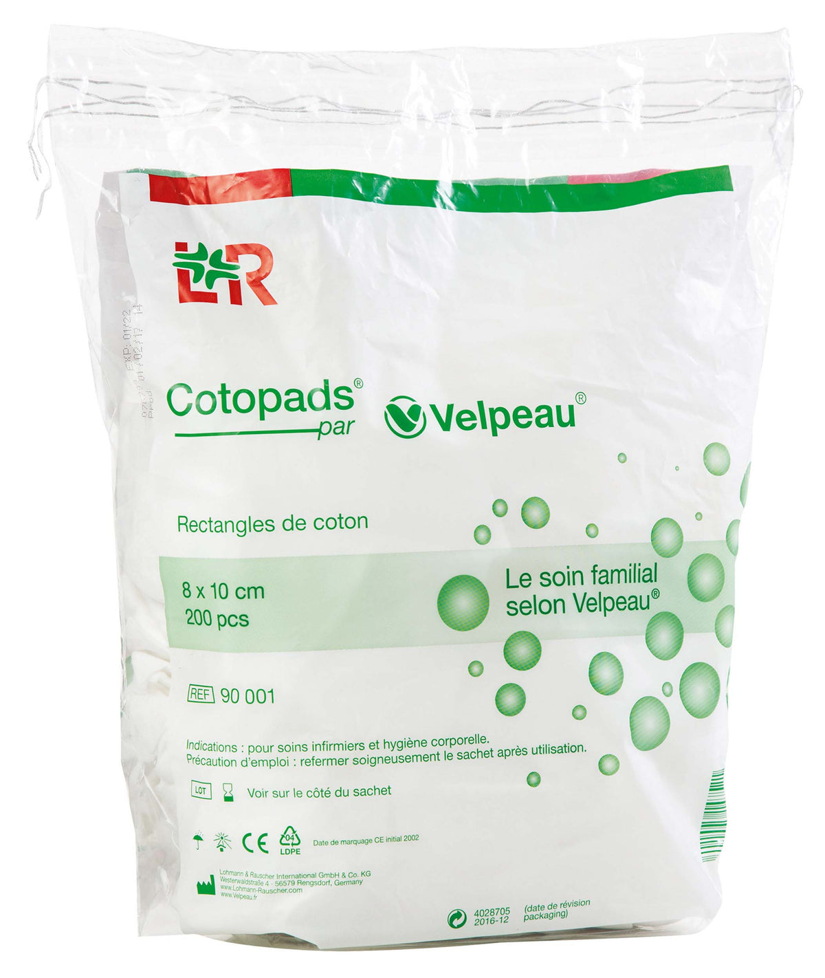 Sachet de 200 Cotons Rectangulaires 8X10cm - Lohmann Rauscher