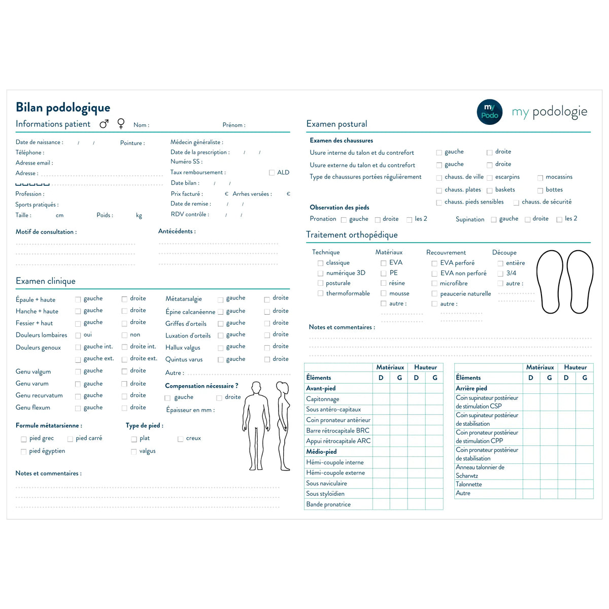 Feuilles d'examen - Lot de 50, 100 ou 200 - Essential by My Podologie