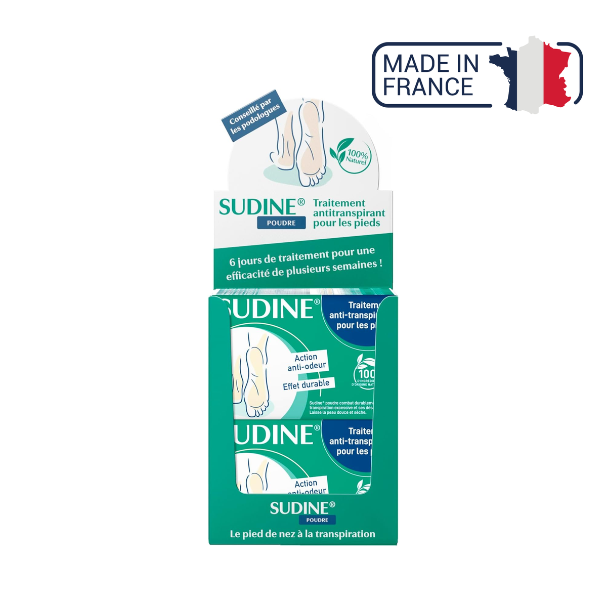 Sudine - Poudre traitement anti-transpirant pour les pieds